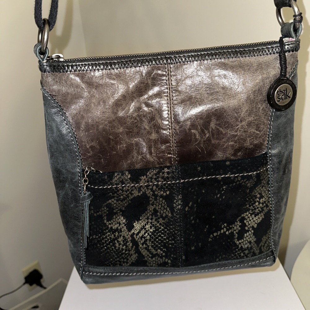 THE SAK‎ Leather Zip Crossbody Purse Shoulder Bag Black And Brown